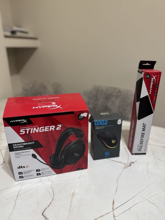 Наушники HyperX Stinger2 игровой мышка logitechg102 игровой коврик