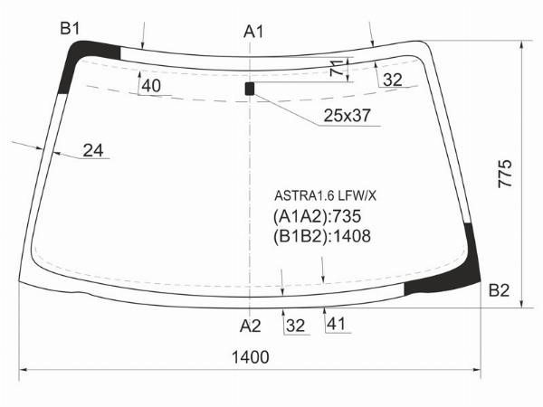 Стекло лобовое Opel Astra