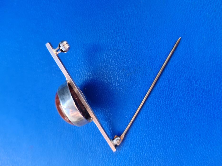 N brosa veche argint 830 masiv piatra carneol,cu pin