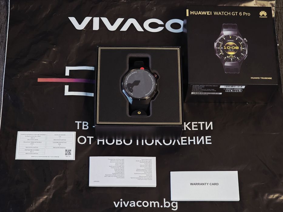 КАТО НОВ 46mm Huawei Watch GT 6 Pro Гаранция Vivacom 2027г. BLACK