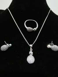 Set argint 925 - lant, pandantiv, cercei si inel - cadou femei