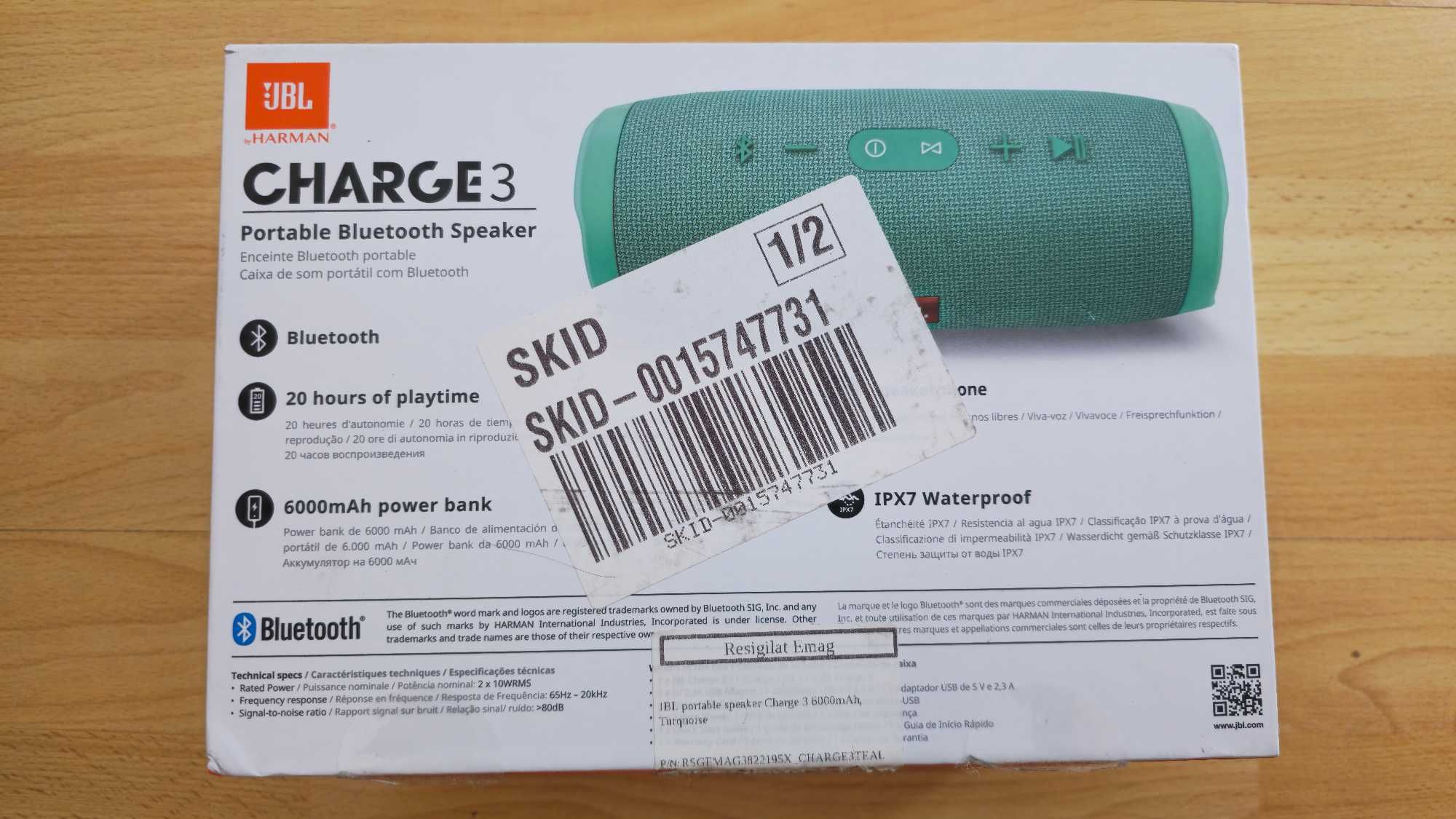 JBL Charge 3, тюркоаз