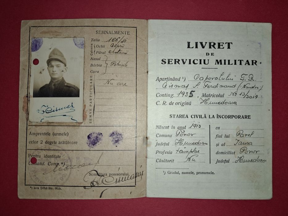 Livret de serviciu militar - Rgt.92 Infanterie