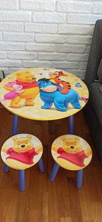 Мечо Пух и приятели дървена детска маса с две столчета