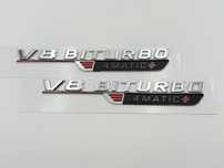 Set Embleme Mercedes V8 biturbo 4Matic+ crom NOU