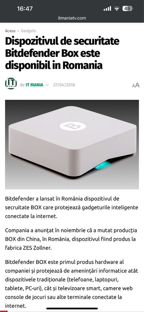 Bitdefender Box noi la cutie