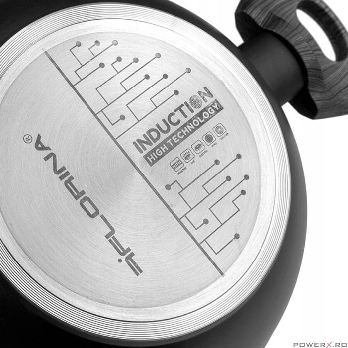 Oala joasa cu capac, din aluminiu, strat antiaderent, 20 cm capacitate