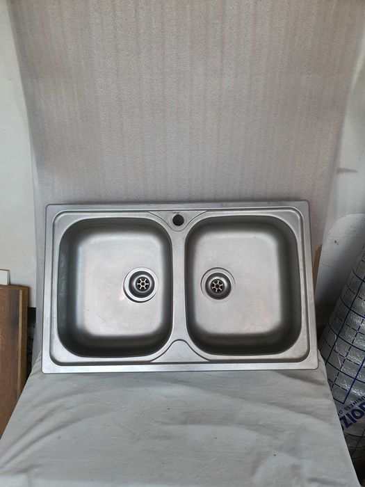 Мойка раковина нержавейка двойная 80×50