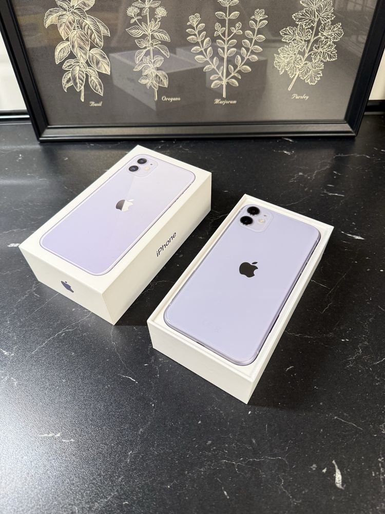 Пълен пакет iPhone 11 purple - 64GB + слушалки и зарядно айфон
