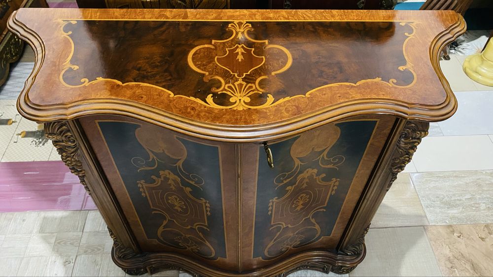 Comoda Lemn Intarsie Sculpturi Vintage