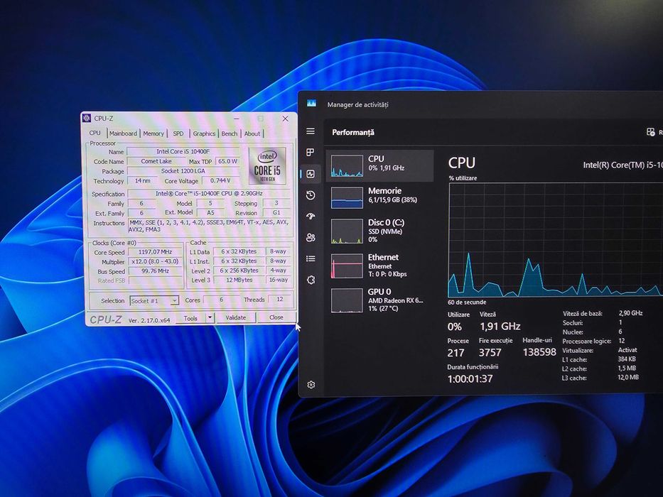 PC Gaming i5 10400F + RX 6600 XT | 16GB RAM, 1TB SSD, Răcire cu lichid