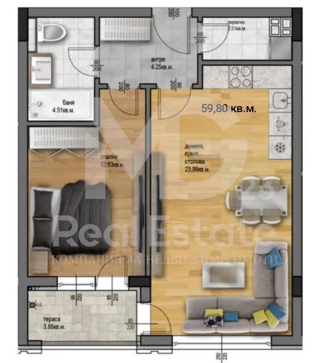 Продава се Двустаен апартамент в Пловдив, Остромила - 73 кв.м за 1213 €/кв.м - Снимка #1