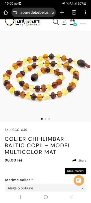 Vand colier chihlimbar bebelusi