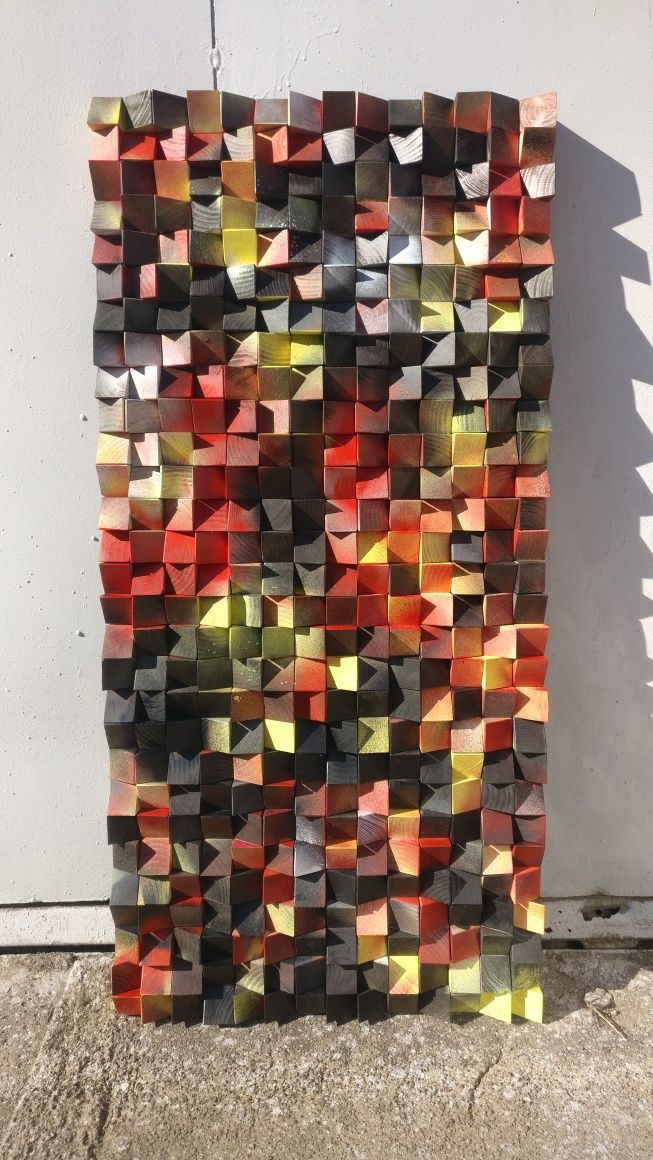 Tablou 3D din lemn masiv "Confetti" | 57x57cm