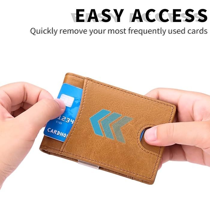 Portofel Piele Barbati,Protectie RFID,Agrafa bani, Maro