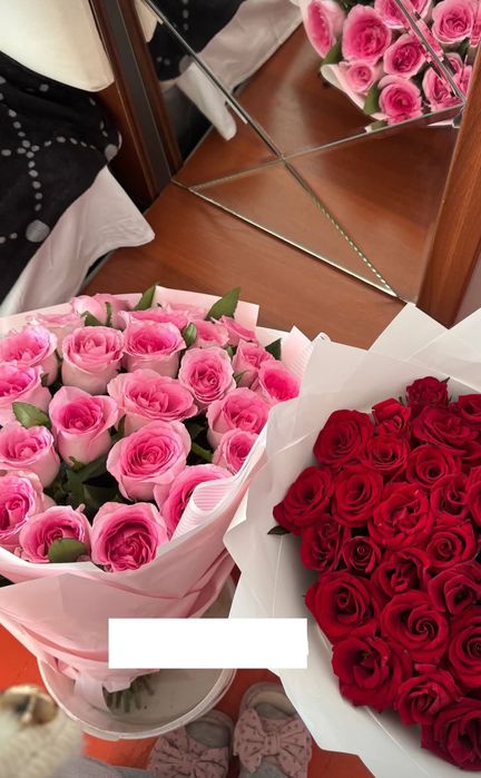 51шт роза, 25шт розвый букет
