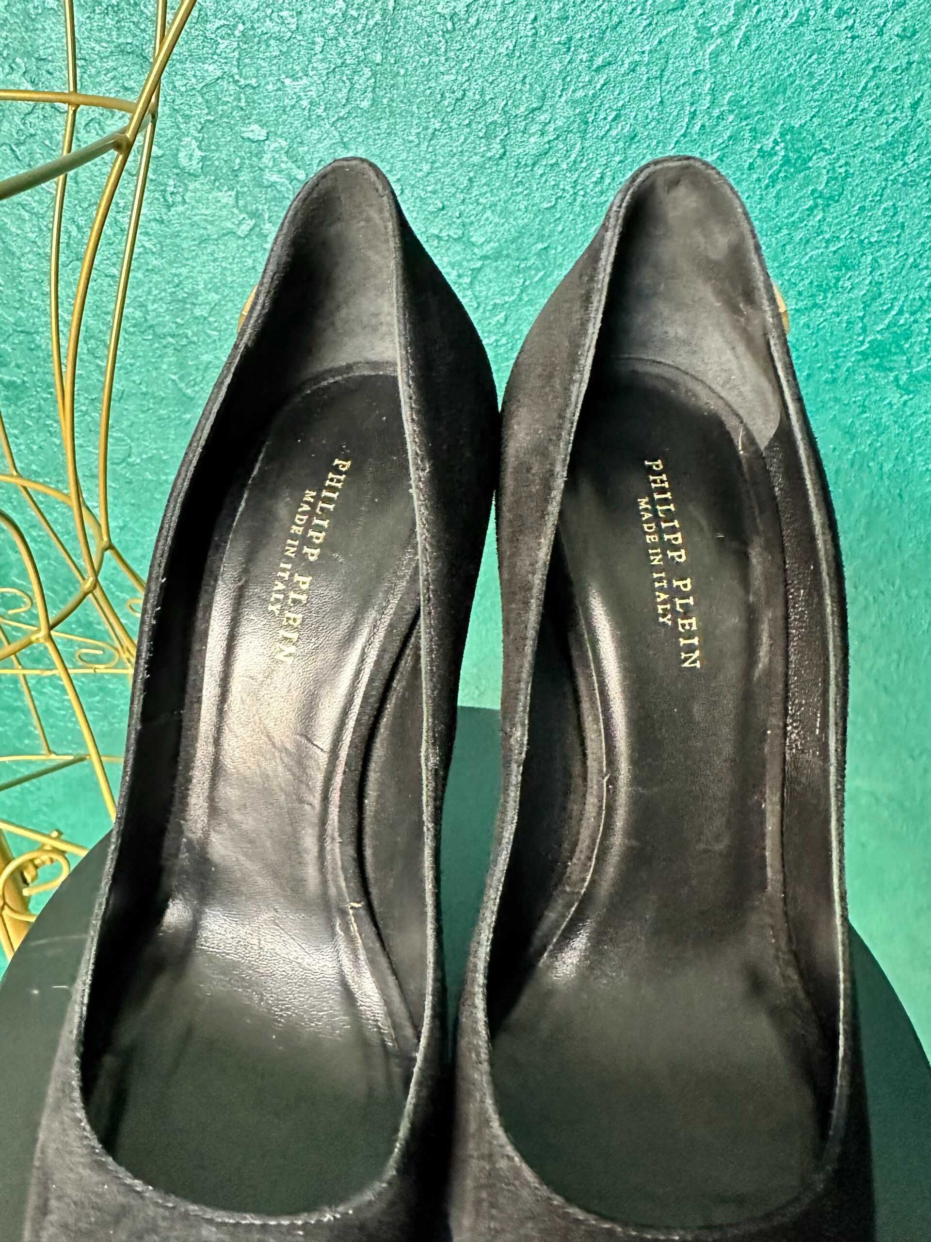 Pantofi cu platformă si toc 15cm , piele întoarsă, Philipp Plein, 38