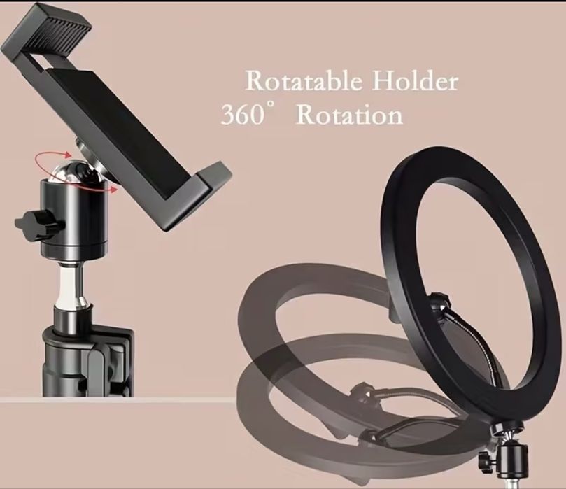 LED ринг лампа 26 см с триножник и държач за телефон