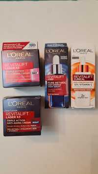 Set L'Oreal: Ser vit C, ser Revitalift retinol, crema zi, crema noapte