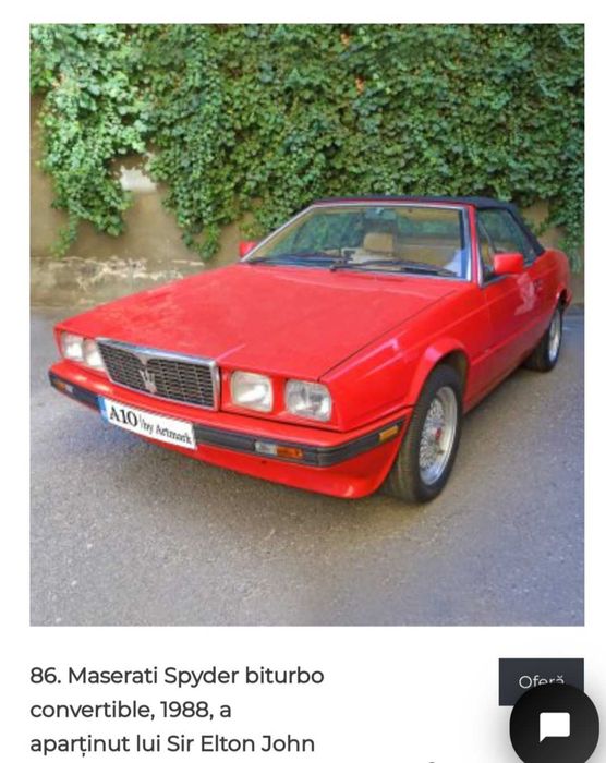 Maserati Spyder Biturbo.Elton John fostul proprietar , acte doveditoar