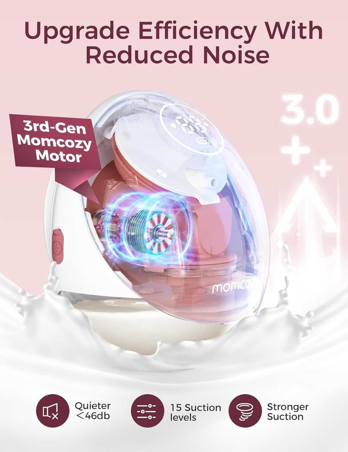 Помпа за кърма Momcozy Mobile Flow М9, приложение, (Cozy Red, 2 броя)