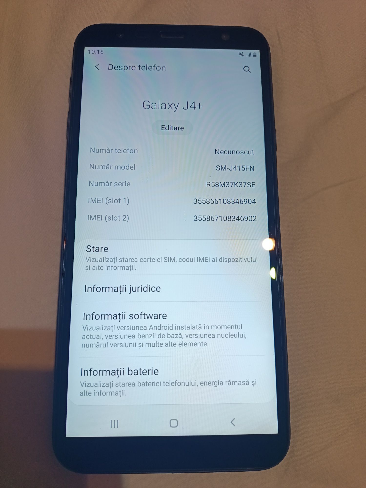 Vând Samsung Galaxy J4+, Dual Sim
Dual Sim. Perfect funcțional.

Touch