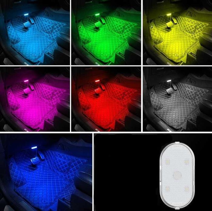 Lampa LED Touch Senzor 7 Culori pentru interiorul masinii, set 2 buc