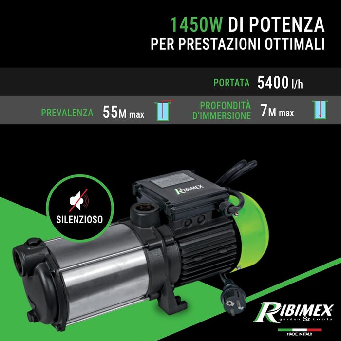 Pompa Ribimex PRMCA5 5 Turbine, 230 V, Negru/Verde, 1450 W