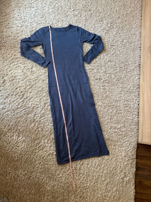 Дълга синя рокля от мека материя