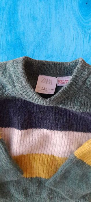 Pulover Zara cu dungi pentru bebelusi, 9-12 luni, 80cm, multicolor