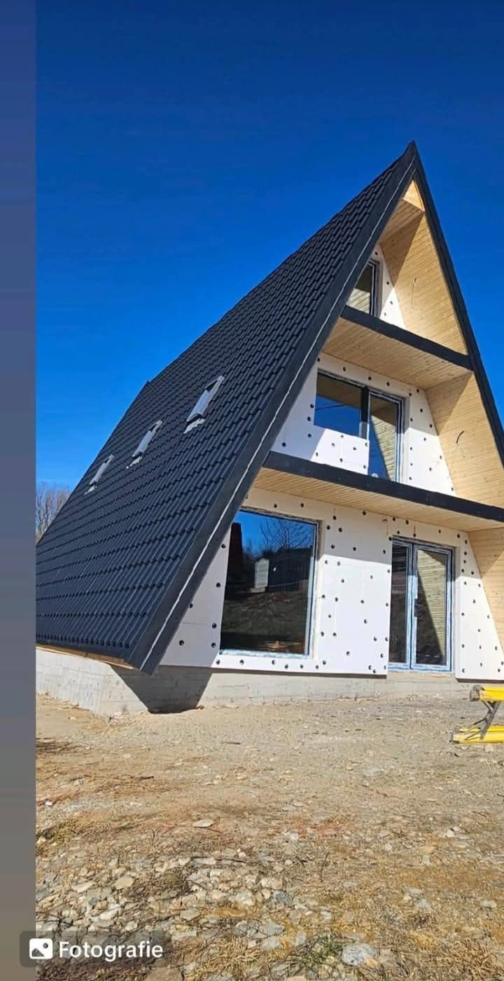 Cabane stil A Frame si case din structura de lemn, dimensiuni in funct