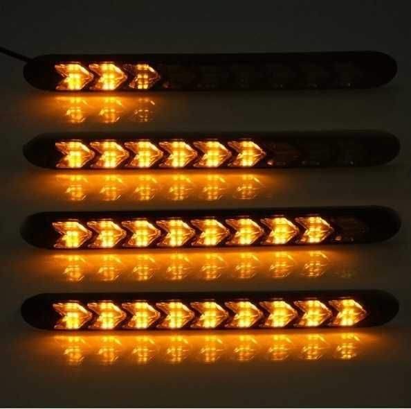 Дневни 6 LED светлини гъвкави с вграден бягащ мигач - 18.5см. 2 броя