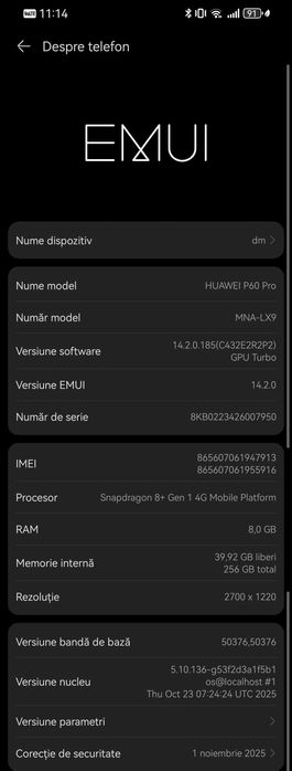 Huawei P 60 Pro black, 256 GB impecabil, totul original