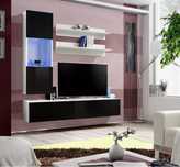 Mobila de living alb-negru lucios – modernă, cu LED, 160x40x190 cm