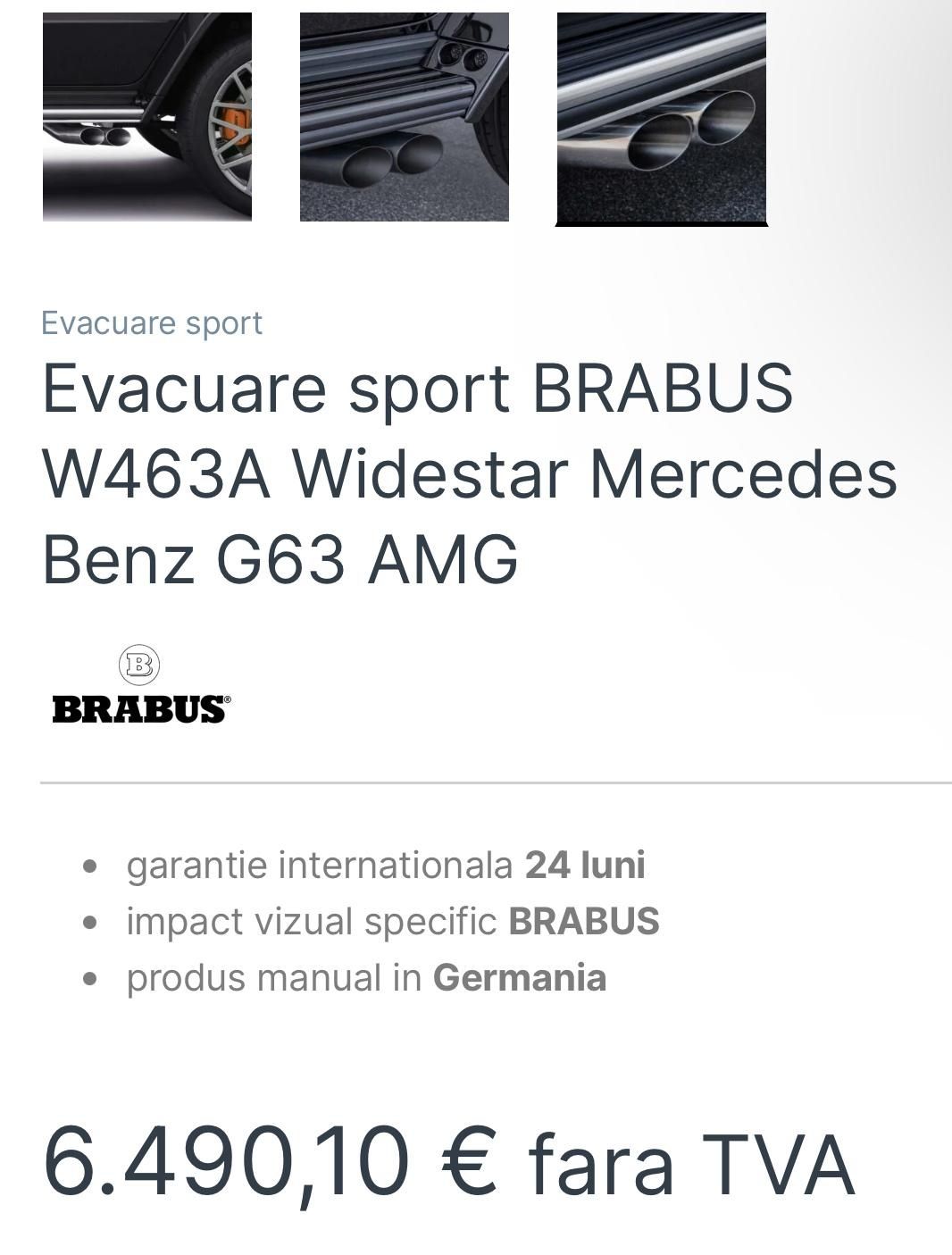 Evacuare sport BRABUS W463A Widestar Mercedes Benz G63 AMG
