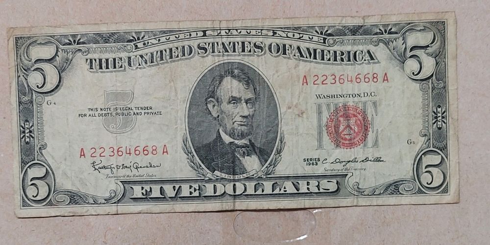 Bacnota de 5 dolari din anul 1963