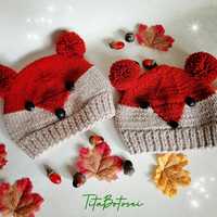 #caciulite tricotate pentru copii, caciulita vulpita.