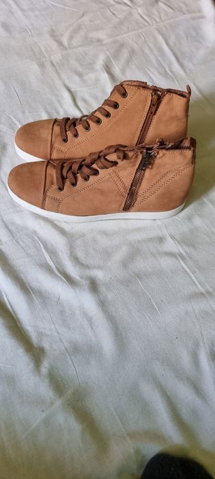 Sneakers dama Tamaris noi,din piele naturala