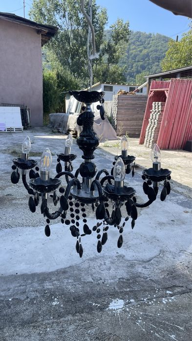 Candelabru lux - negru cu becuri