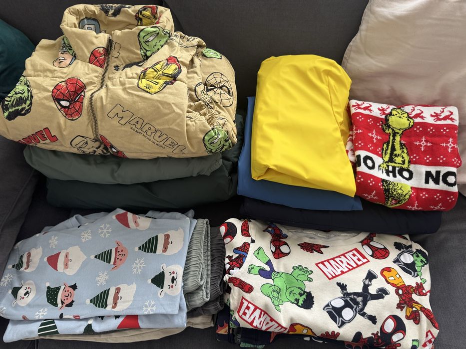 Дрехи за момче яке Zara, панталони, Елек, риза, 116 -128 рр