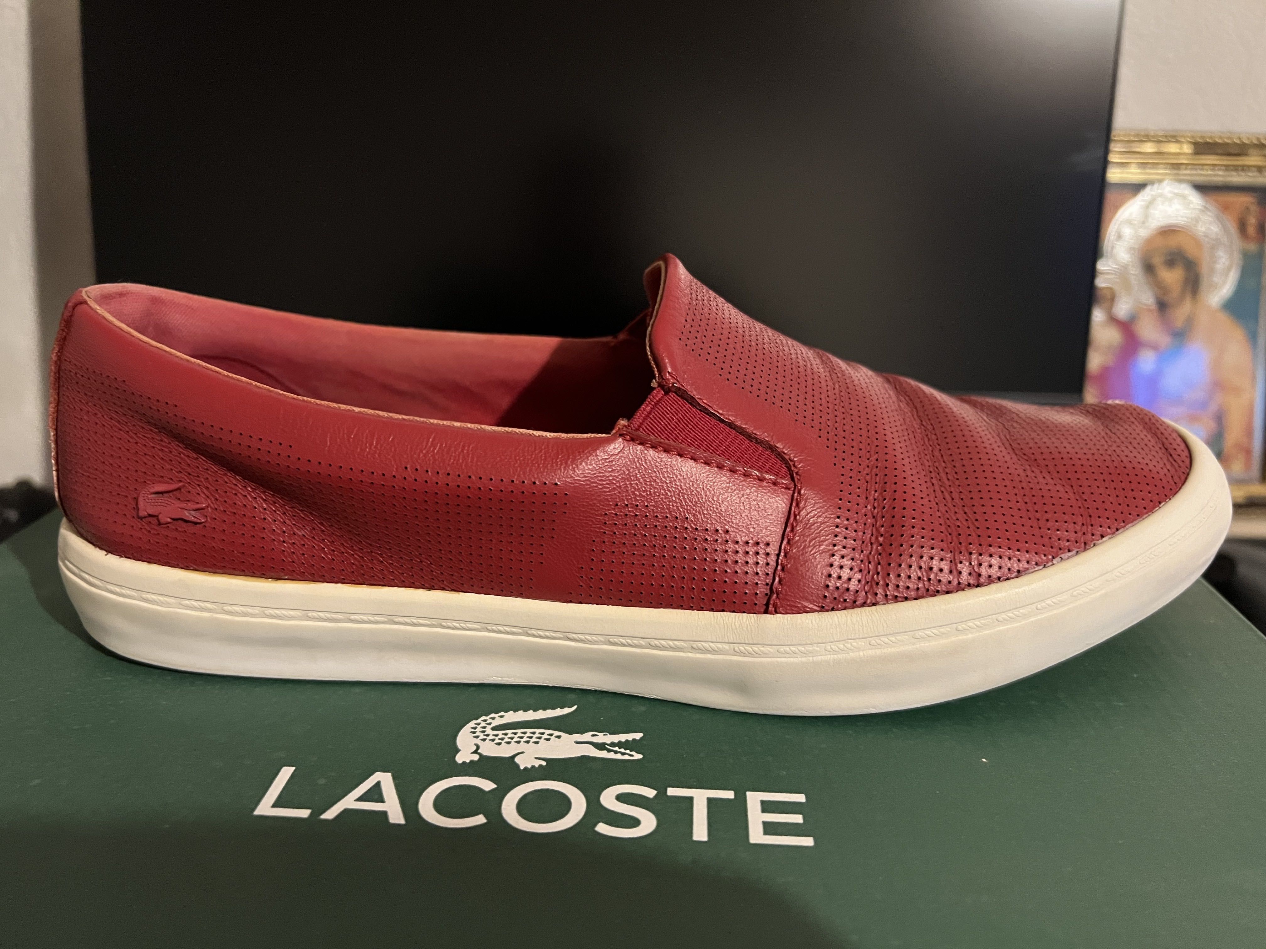 Lacoste Gazon Sport, Sneakers Shoes, Red Leather, Size:40 EU