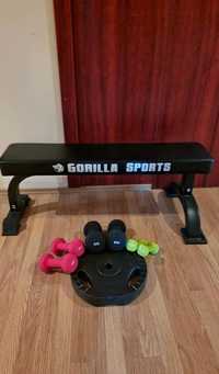 Banca Fitness Gorilla Sports + Gantere & Disc