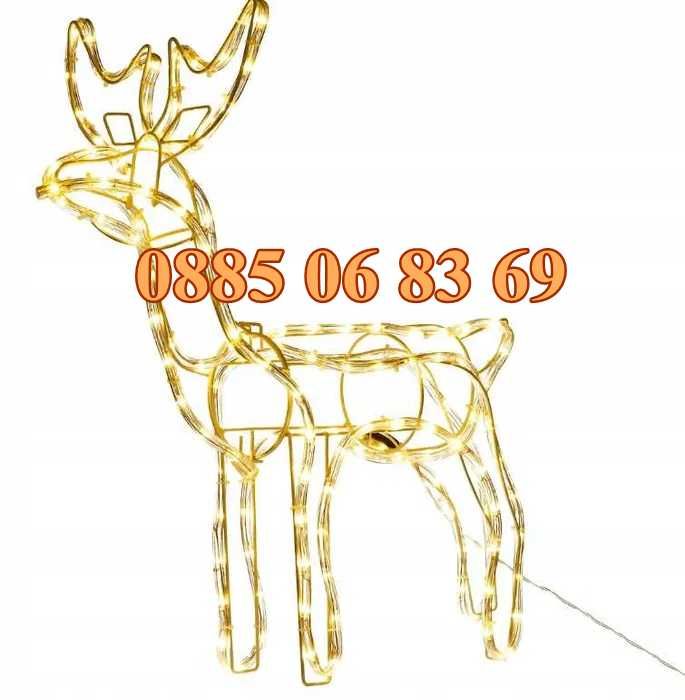 Коледен светещ елен, коледна украса, топла бяла светлина