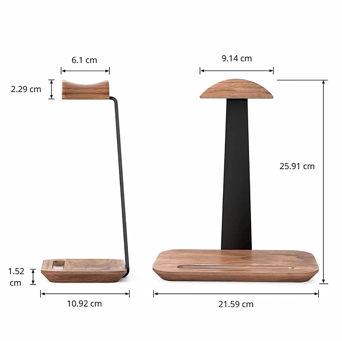 Suport Premium Casti  - Design Modern, Lemn si Aluminiu, pentru Birou