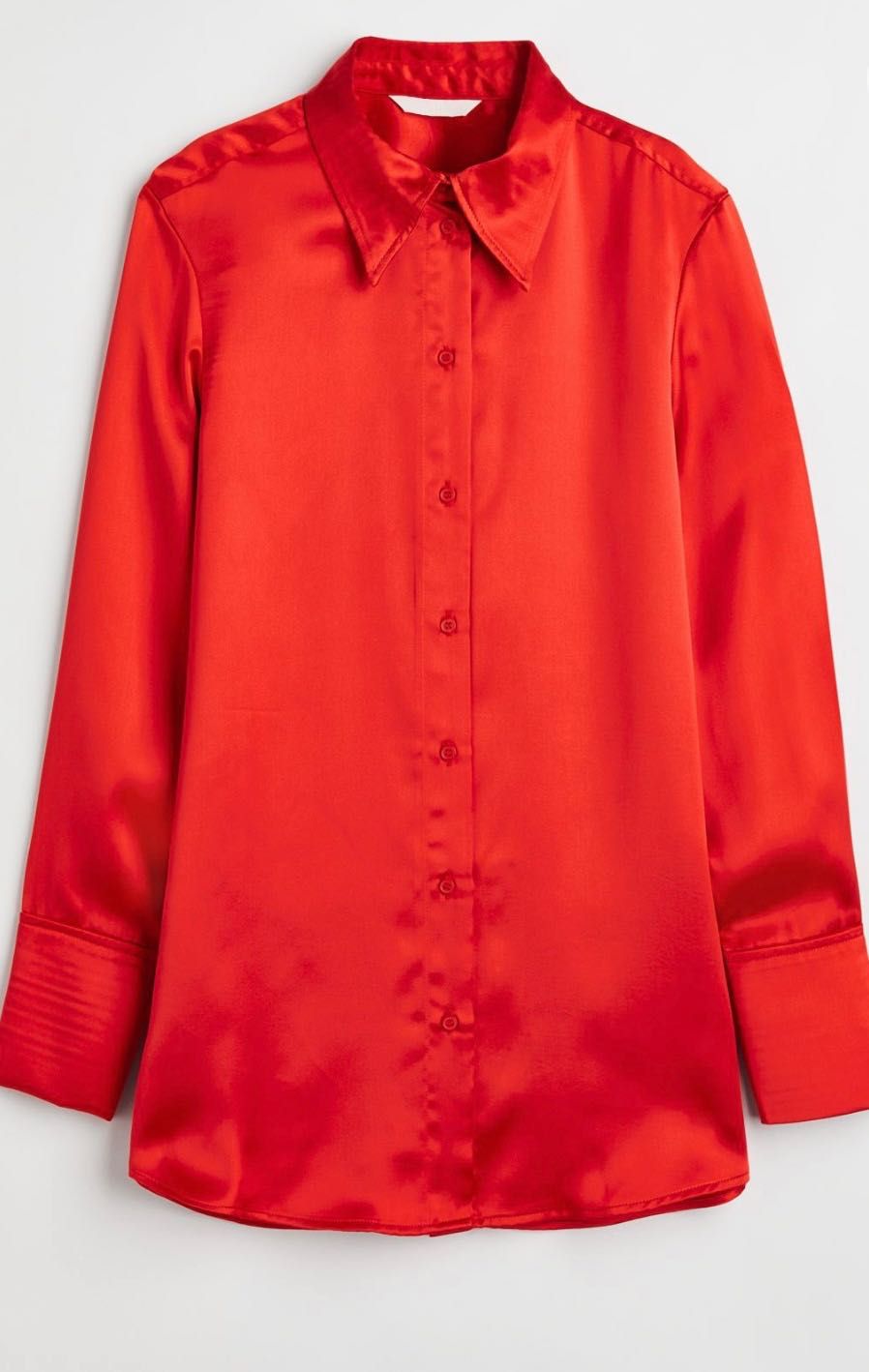Ярко червена сатенена риза ХМ - размер С