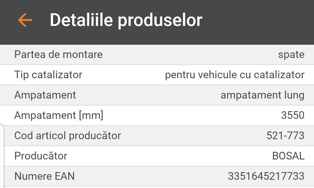 Teava Eșapament Sprinter Volkswagen Lt 1996 - 2006 Țeavă finală nouă.