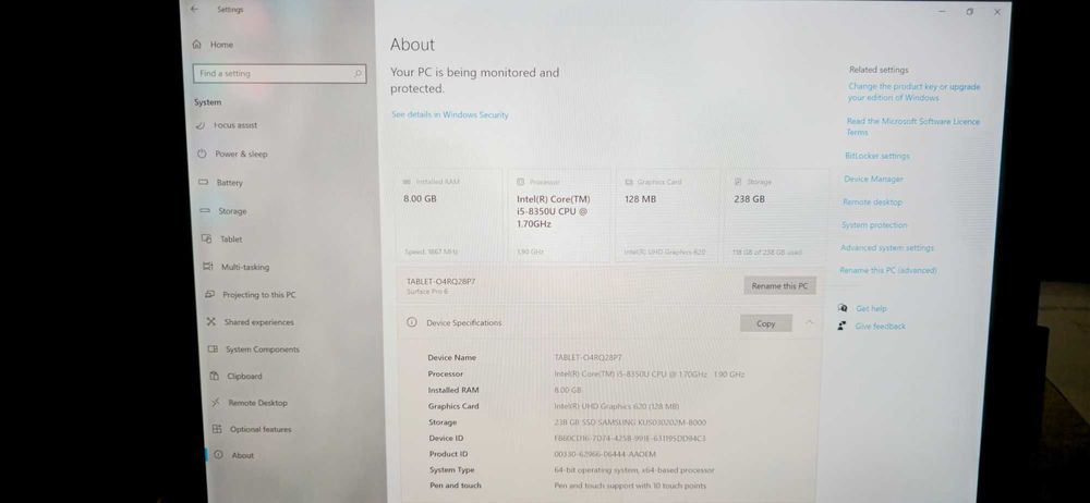 Tabletă Microsoft Surface Pro 6