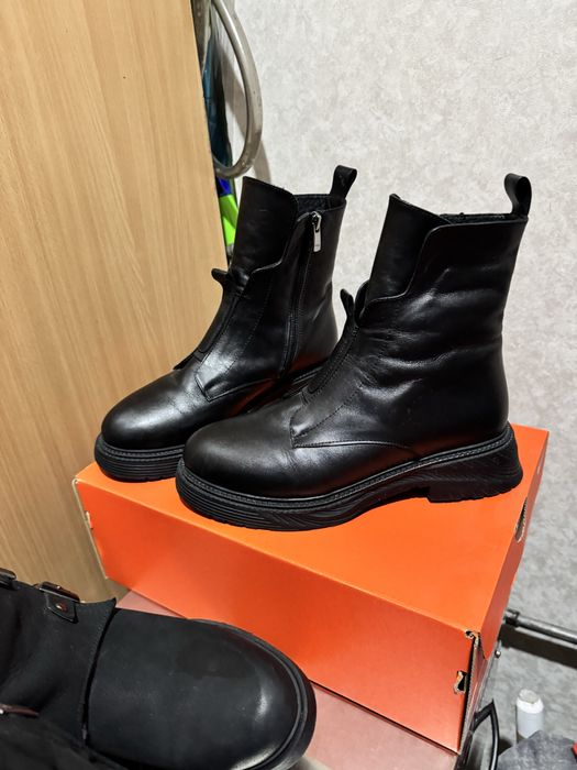 Сапоги зимние кожаные