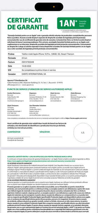 Iphone 16 pro. 128 GB.  Impecabil