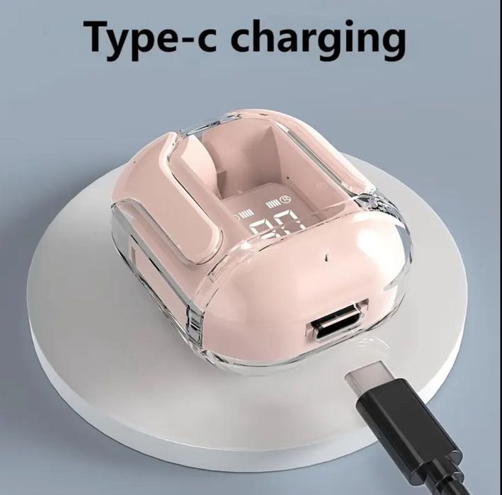 Розови TWS шумоизолиращи универсални слушалки за телефон нови